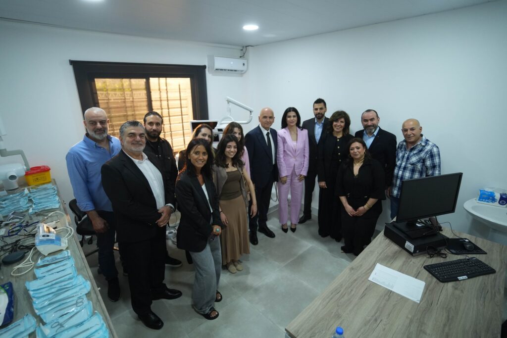 The Loubnaniyoun team and guests at the dental clinic inauguration