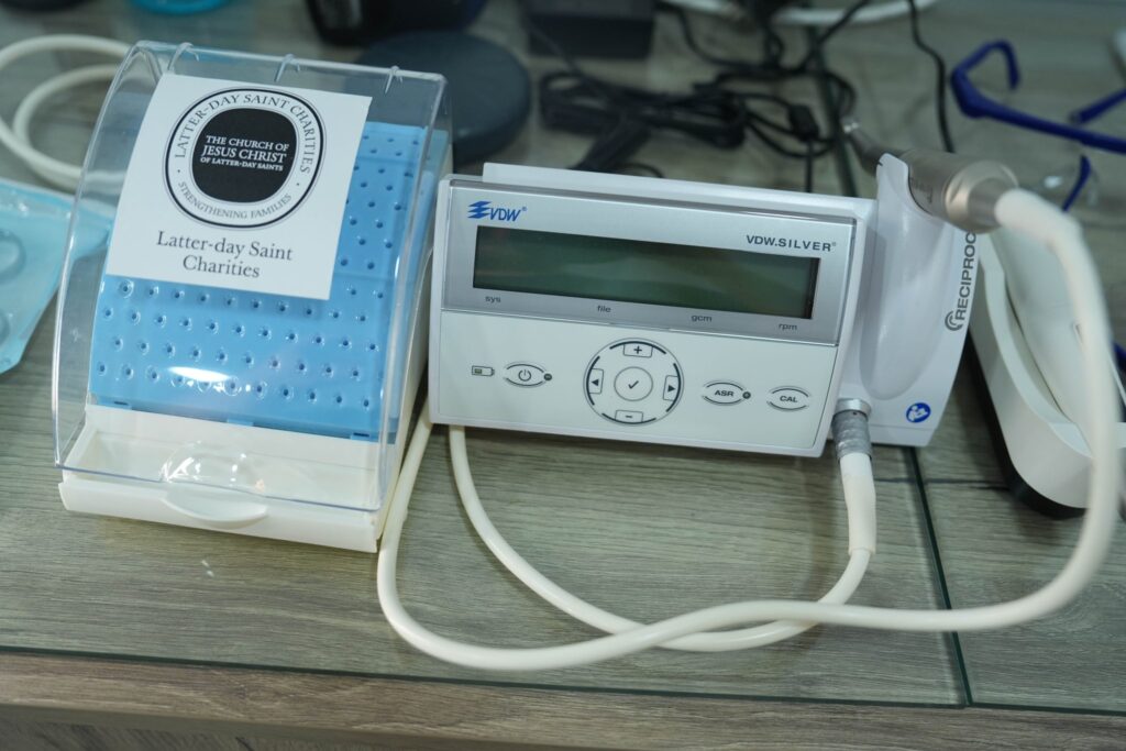 An endodontic motor and supplies funded by Latter-day Saint Charities