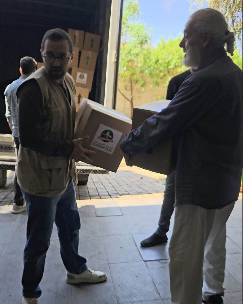 A Stirling Foundation aid box carried into a shelter